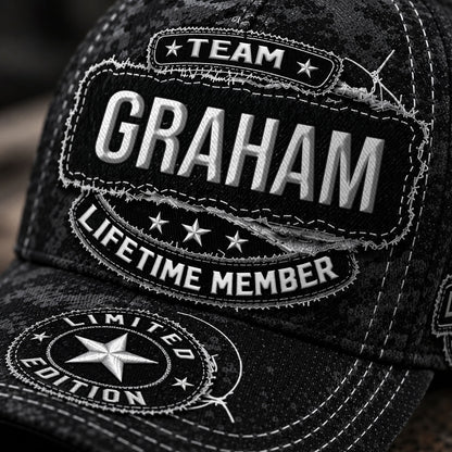 GRAHAM TC03 HH79  Personalized Black Camo Baseball Cap, Custom Name Family Hat
