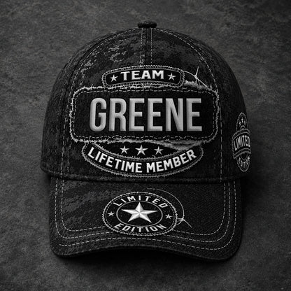 GREENE TC03 HH79  Personalized Black Camo Baseball Cap, Custom Name Family Hat