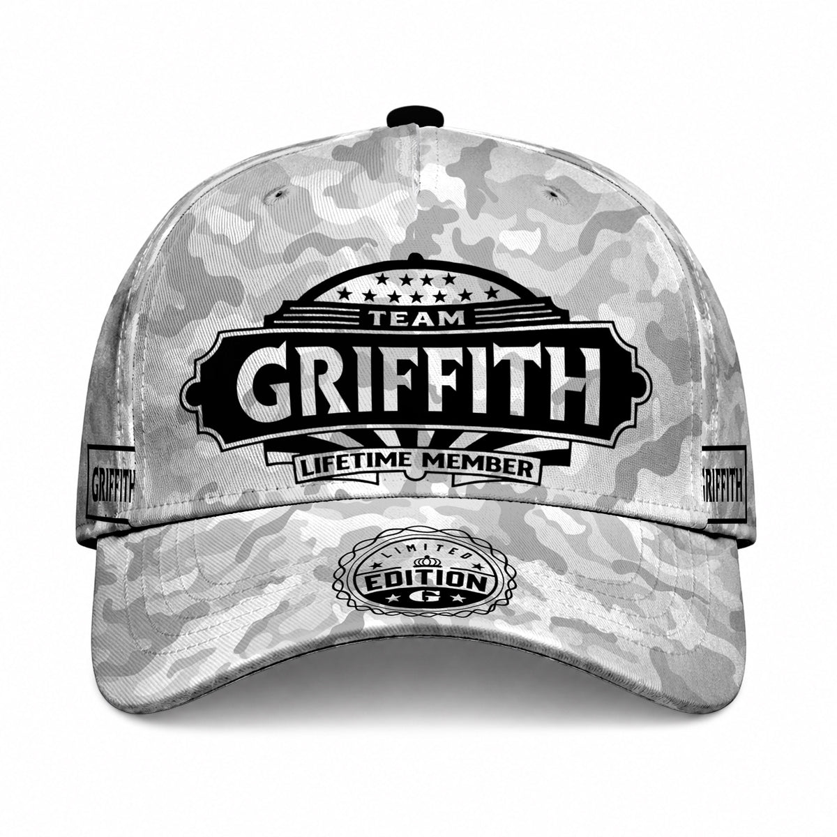 GRIFFITH TC01 HH79 Team Your Name Hat, Personalized Camo Baseball Cap, Custom Family Gift, Gift for Him Her