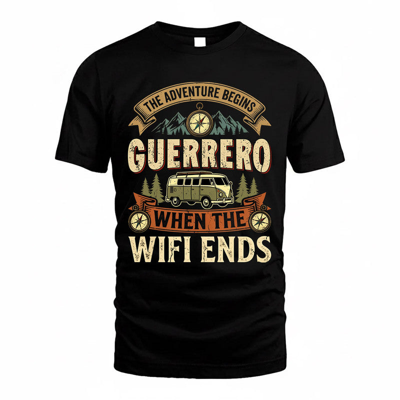 GUERRERO TT898-K6-229 – Personalized Funny Camping Quote Apparel “The Adventure Begins When The WiFi Ends”