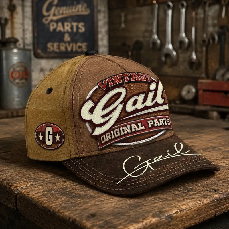 GAIL TC02 HH79  Personalized Name Baseball Cap, Vintage Retro Hat, Custom Gift for Him & Her