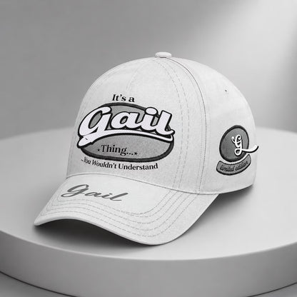 GAIL  TC05 HH79  Personalized Distressed Baseball Cap, Custom Retro Trucker Hat, Statement Dad Cap, White version
