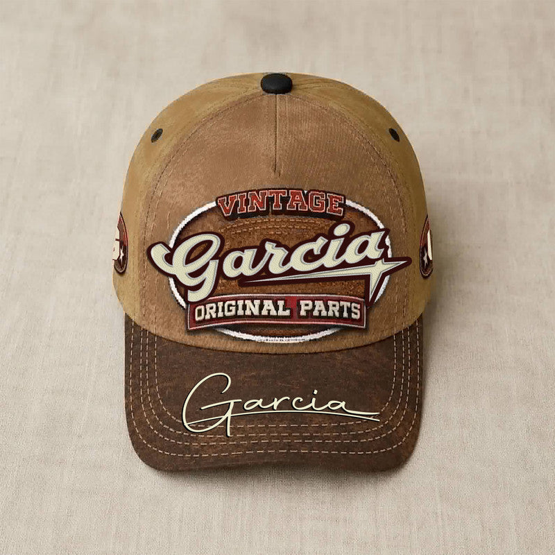 GARCIA TC02 HH79  Personalized Name Baseball Cap, Vintage Retro Hat, Custom Gift for Him & Her