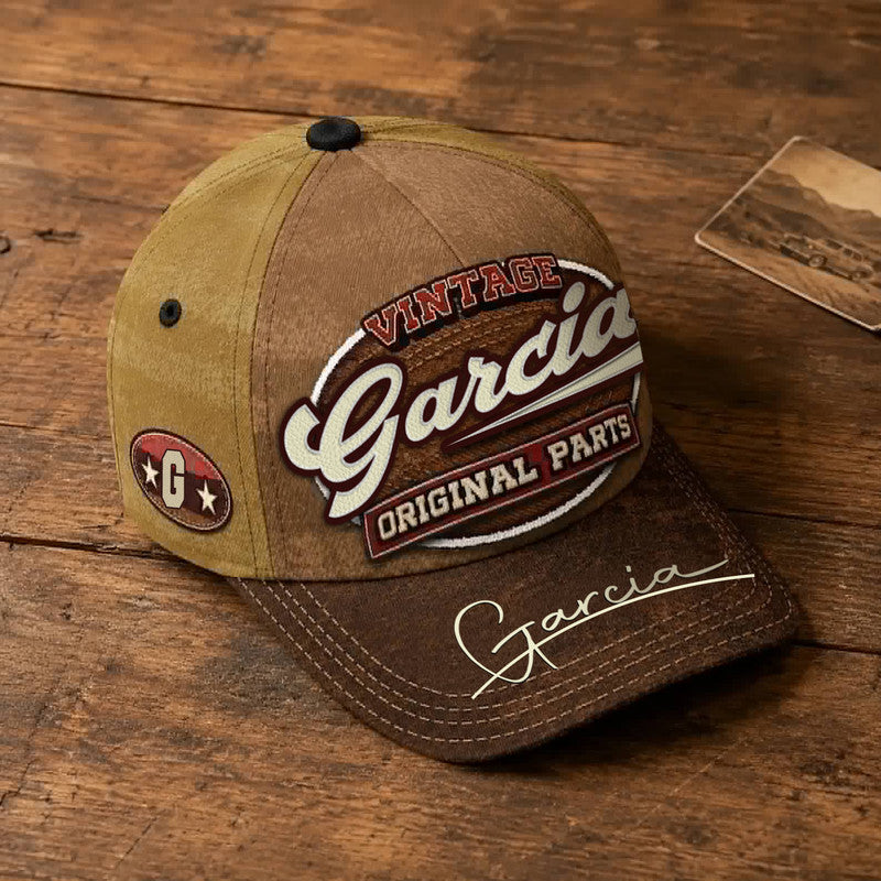 GARCIA TC02 HH79  Personalized Name Baseball Cap, Vintage Retro Hat, Custom Gift for Him & Her