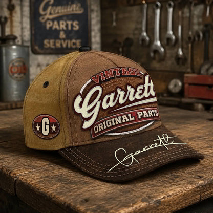 GARRETT TC02 HH79  Personalized Name Baseball Cap, Vintage Retro Hat, Custom Gift for Him & Her