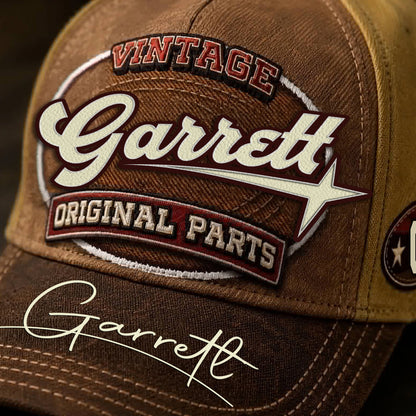 GARRETT TC02 HH79  Personalized Name Baseball Cap, Vintage Retro Hat, Custom Gift for Him & Her