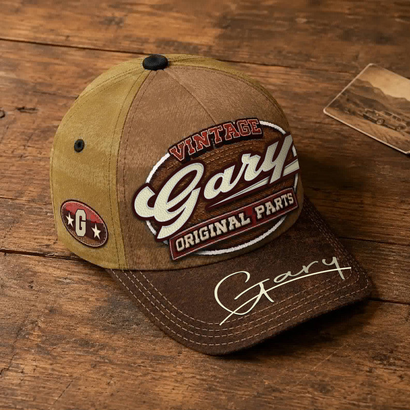 GARY TC02 HH79  Personalized Name Baseball Cap, Vintage Retro Hat, Custom Gift for Him & Her