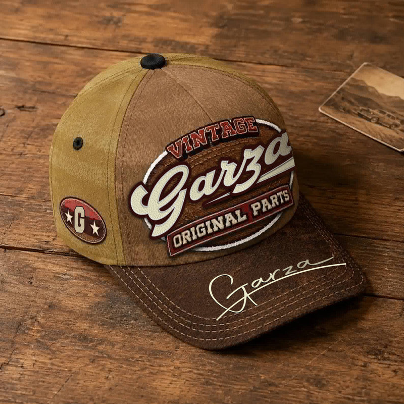 GARZA TC02 HH79  Personalized Name Baseball Cap, Vintage Retro Hat, Custom Gift for Him & Her