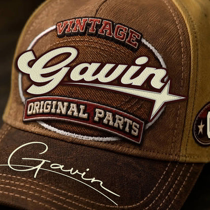 GAVIN TC02 HH79  Personalized Name Baseball Cap, Vintage Retro Hat, Custom Gift for Him & Her