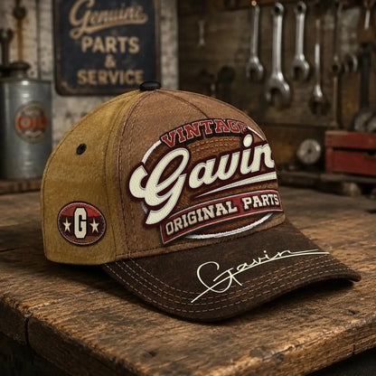 GAVIN TC02 HH79  Personalized Name Baseball Cap, Vintage Retro Hat, Custom Gift for Him & Her