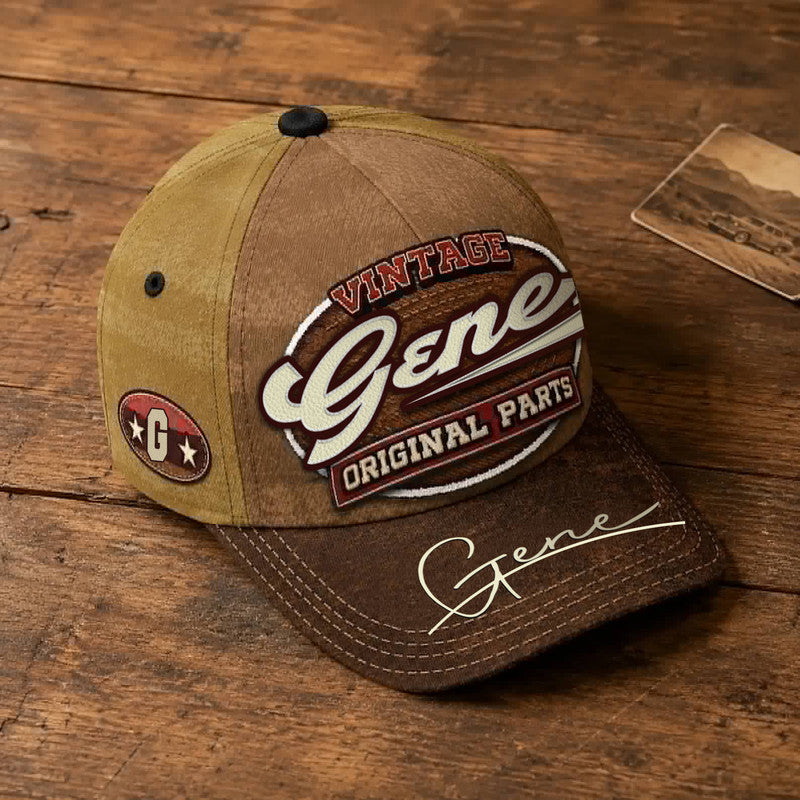 GENE TC02 HH79  Personalized Name Baseball Cap, Vintage Retro Hat, Custom Gift for Him & Her