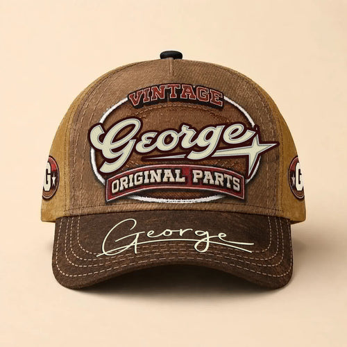 GEORGE TC02 HH79  Personalized Name Baseball Cap, Vintage Retro Hat, Custom Gift for Him & Her