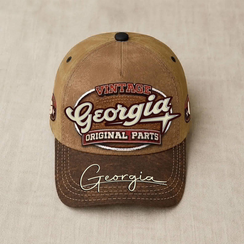 GEORGIA TC02 HH79  Personalized Name Baseball Cap, Vintage Retro Hat, Custom Gift for Him & Her
