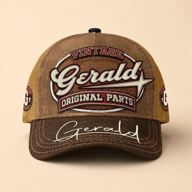 GERALD TC02 HH79  Personalized Name Baseball Cap, Vintage Retro Hat, Custom Gift for Him & Her