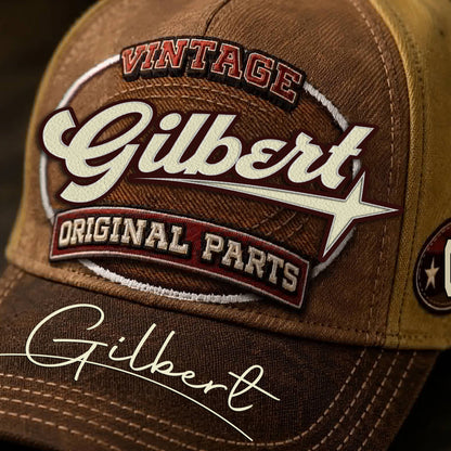 GILBERT TC02 HH79  Personalized Name Baseball Cap, Vintage Retro Hat, Custom Gift for Him & Her