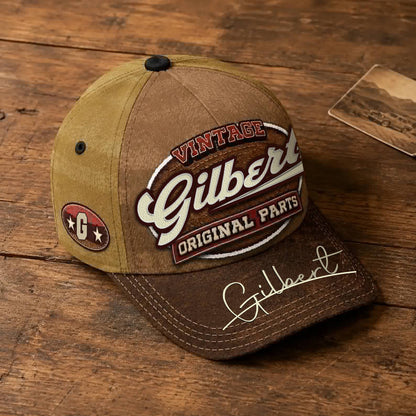 GILBERT TC02 HH79  Personalized Name Baseball Cap, Vintage Retro Hat, Custom Gift for Him & Her