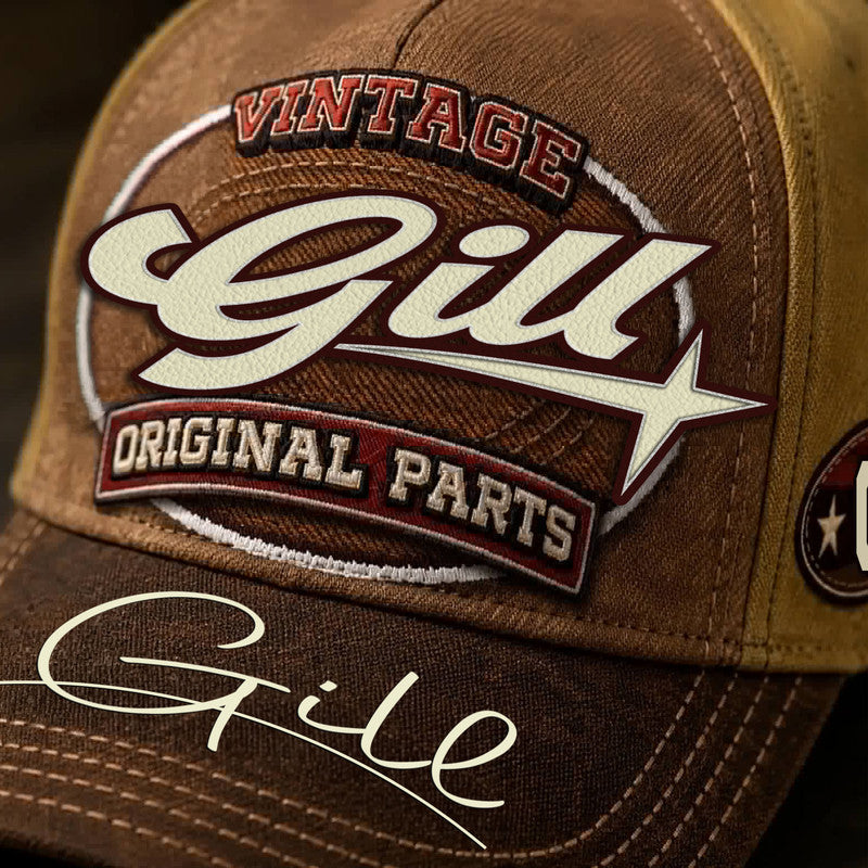 GILL TC02 HH79  Personalized Name Baseball Cap, Vintage Retro Hat, Custom Gift for Him & Her