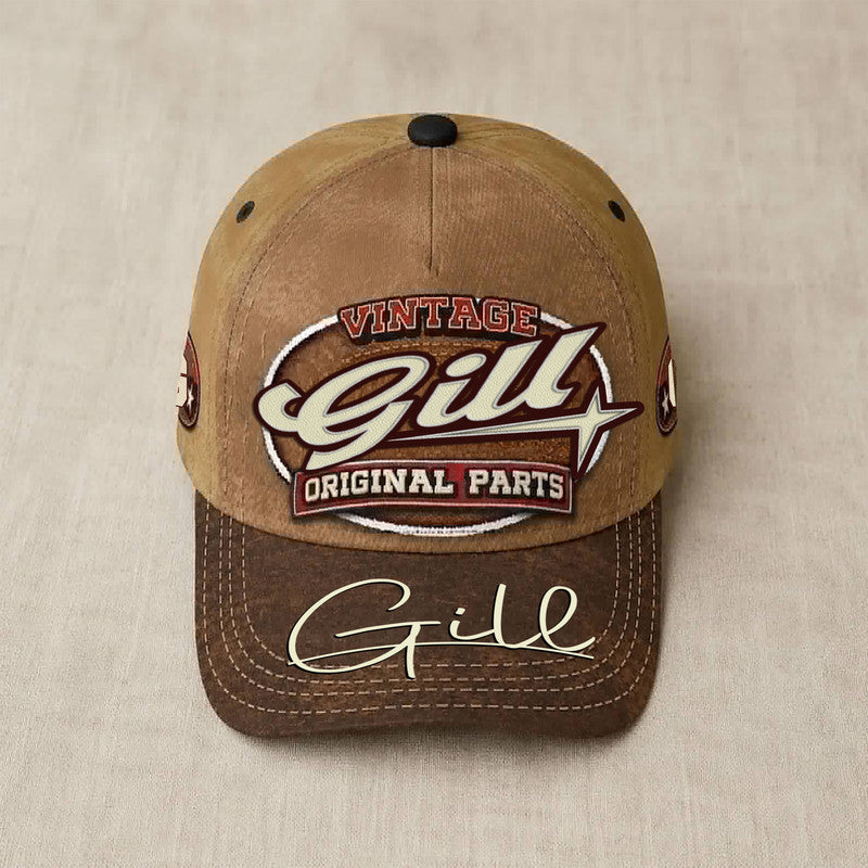 GILL TC02 HH79  Personalized Name Baseball Cap, Vintage Retro Hat, Custom Gift for Him & Her