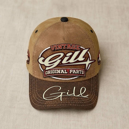 GILL TC02 HH79  Personalized Name Baseball Cap, Vintage Retro Hat, Custom Gift for Him & Her