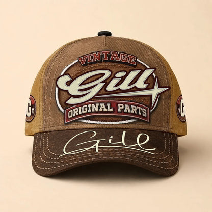 GILL TC02 HH79  Personalized Name Baseball Cap, Vintage Retro Hat, Custom Gift for Him & Her