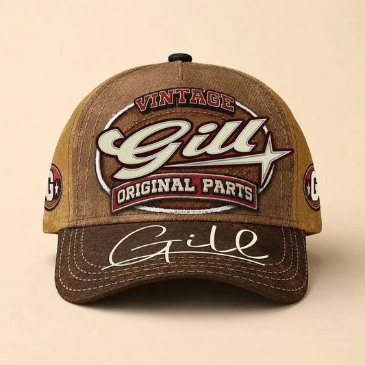GILL TC02 HH79  Personalized Name Baseball Cap, Vintage Retro Hat, Custom Gift for Him & Her