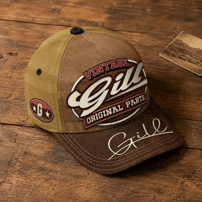 GILL TC02 HH79  Personalized Name Baseball Cap, Vintage Retro Hat, Custom Gift for Him & Her