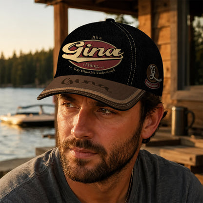 GINA  TC06 HH79 Personalized Distressed Baseball Cap, Custom Retro Trucker Hat, Statement Dad Cap