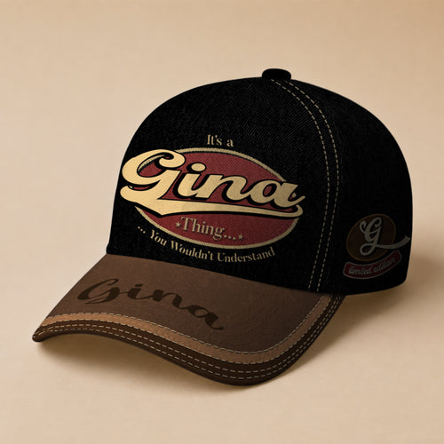 GINA  TC06 HH79 Personalized Distressed Baseball Cap, Custom Retro Trucker Hat, Statement Dad Cap