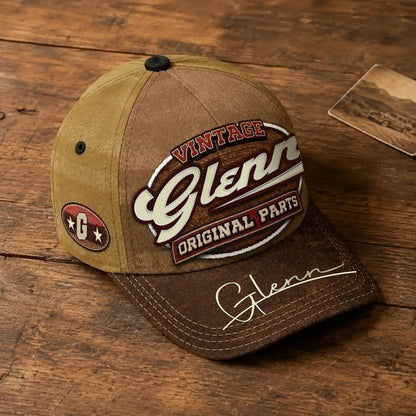 GLENN TC02 HH79  Personalized Name Baseball Cap, Vintage Retro Hat, Custom Gift for Him & Her