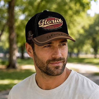 GLORIA  TC06 HH79 Personalized Distressed Baseball Cap, Custom Retro Trucker Hat, Statement Dad Cap