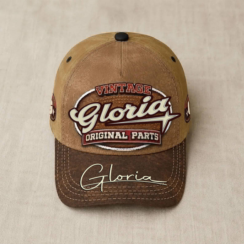 GLORIA TC02 HH79  Personalized Name Baseball Cap, Vintage Retro Hat, Custom Gift for Him & Her