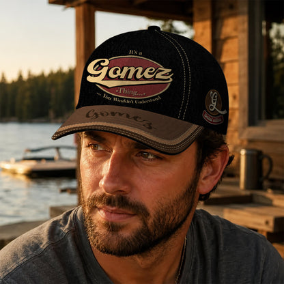 GOMEZ  TC06 HH79 Personalized Distressed Baseball Cap, Custom Retro Trucker Hat, Statement Dad Cap