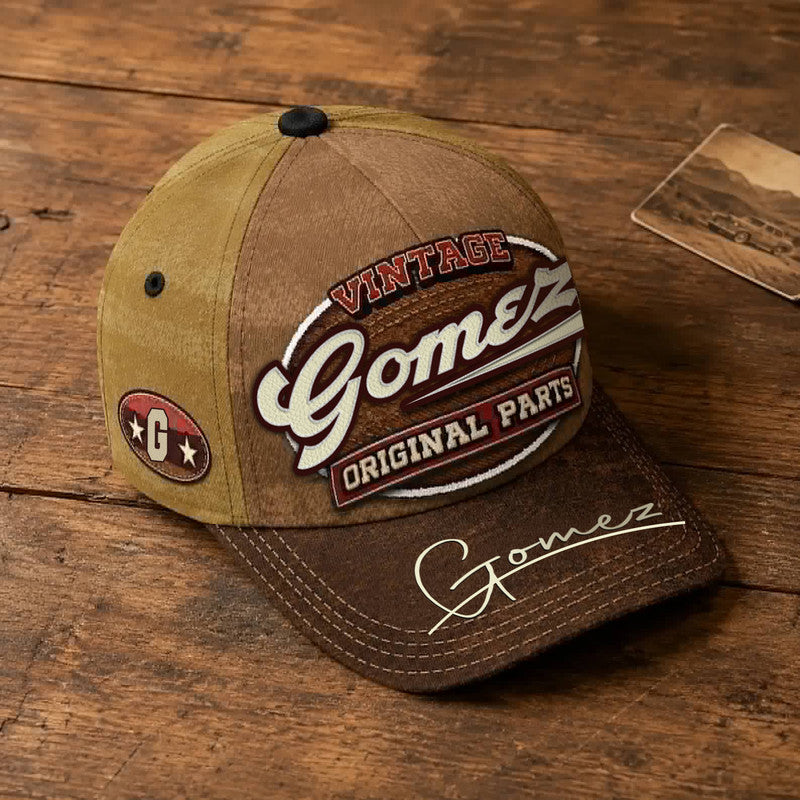 GOMEZ TC02 HH79  Personalized Name Baseball Cap, Vintage Retro Hat, Custom Gift for Him & Her