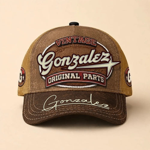 GONZALEZ TC02 HH79  Personalized Name Baseball Cap, Vintage Retro Hat, Custom Gift for Him & Her