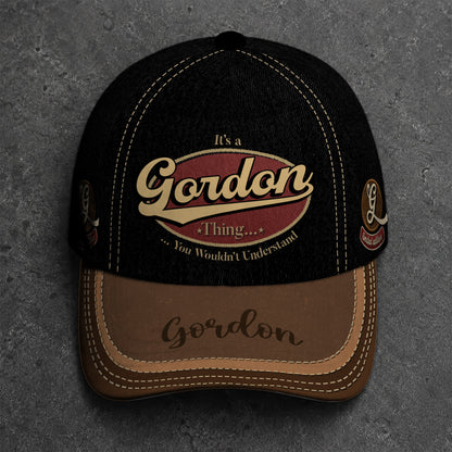 GORDON  TC06 HH79 Personalized Distressed Baseball Cap, Custom Retro Trucker Hat, Statement Dad Cap