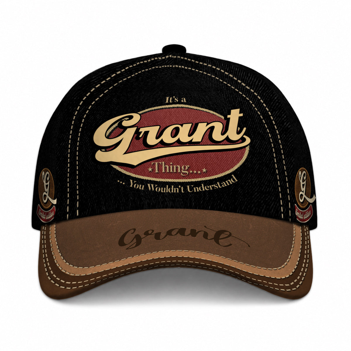 GRANT  TC06 HH79 Personalized Distressed Baseball Cap, Custom Retro Trucker Hat, Statement Dad Cap