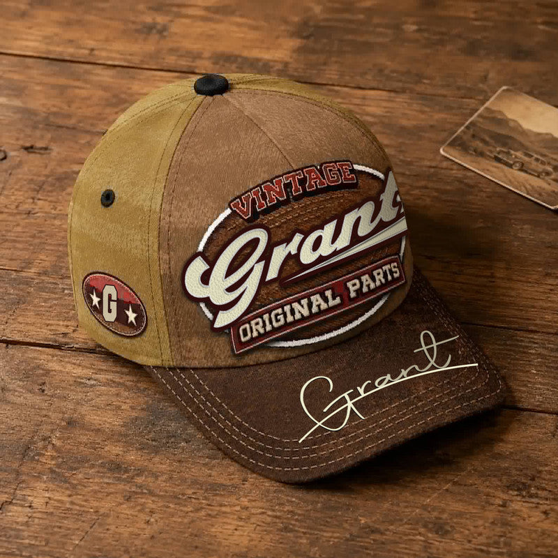 GRANT TC02 HH79  Personalized Name Baseball Cap, Vintage Retro Hat, Custom Gift for Him & Her
