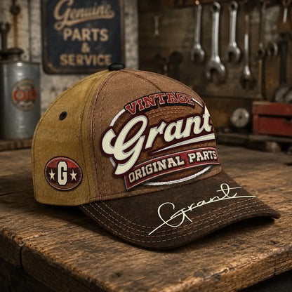 GRANT TC02 HH79  Personalized Name Baseball Cap, Vintage Retro Hat, Custom Gift for Him & Her