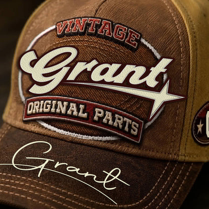 GRANT TC02 HH79  Personalized Name Baseball Cap, Vintage Retro Hat, Custom Gift for Him & Her