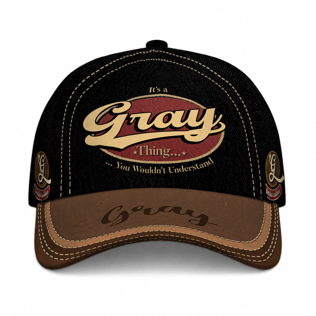 GRAY  TC06 HH79 Personalized Distressed Baseball Cap, Custom Retro Trucker Hat, Statement Dad Cap