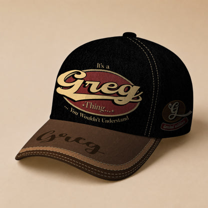GREG  TC06 HH79 Personalized Distressed Baseball Cap, Custom Retro Trucker Hat, Statement Dad Cap