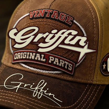 GRIFFIN TC02 HH79  Personalized Name Baseball Cap, Vintage Retro Hat, Custom Gift for Him & Her