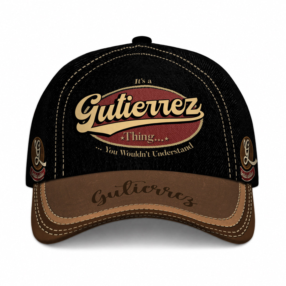 GUTIERREZ  TC06 HH79 Personalized Distressed Baseball Cap, Custom Retro Trucker Hat, Statement Dad Cap