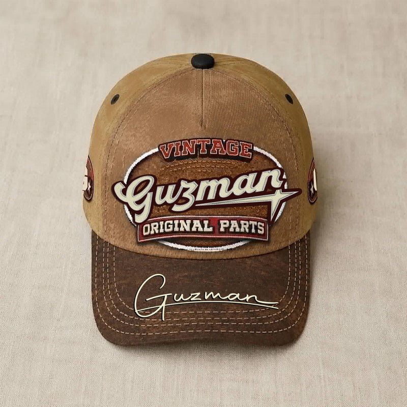 GUZMAN TC02 HH79  Personalized Name Baseball Cap, Vintage Retro Hat, Custom Gift for Him & Her