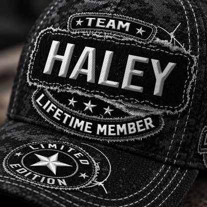 HALEY TC03 HH79  Personalized Black Camo Baseball Cap, Custom Name Family Hat