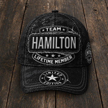 HAMILTON TC03 HH79  Personalized Black Camo Baseball Cap, Custom Name Family Hat
