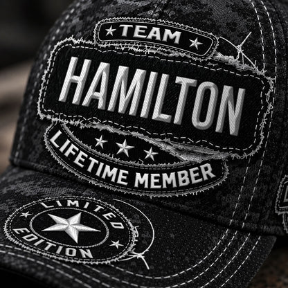 HAMILTON TC03 HH79  Personalized Black Camo Baseball Cap, Custom Name Family Hat