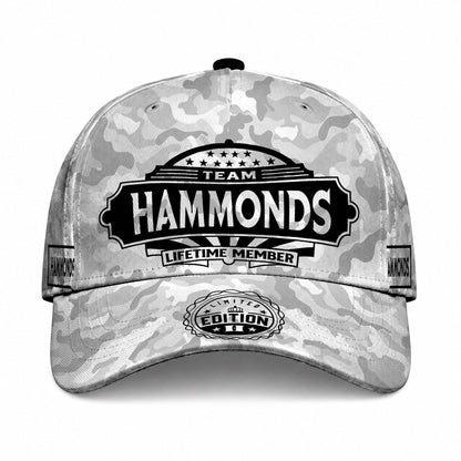 HAMMONDS TC01 HH79 Team Your Name Hat, Personalized Camo Baseball Cap, Custom Family Gift, Gift for Him Her