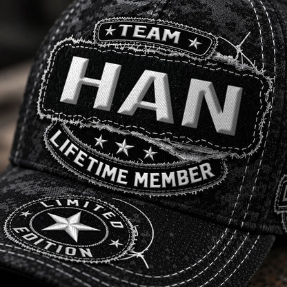 HAN TC03 HH79  Personalized Black Camo Baseball Cap, Custom Name Family Hat