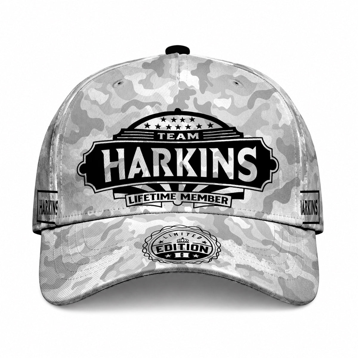 HARKINS TC01 HH79 Team Your Name Hat, Personalized Camo Baseball Cap, Custom Family Gift, Gift for Him Her